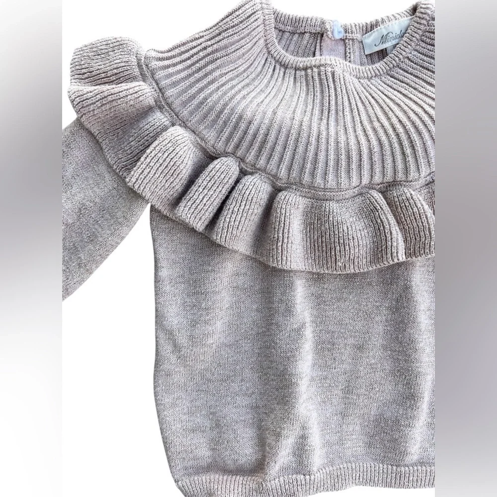 MINICLASIX Metallic Ruffle SWEATER & PANTS SET size 12 Months Baby Pink